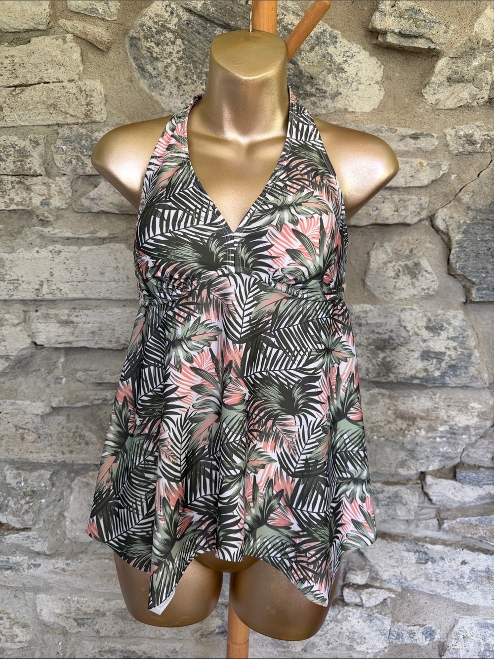 Tropical Halter Swim Tankini top